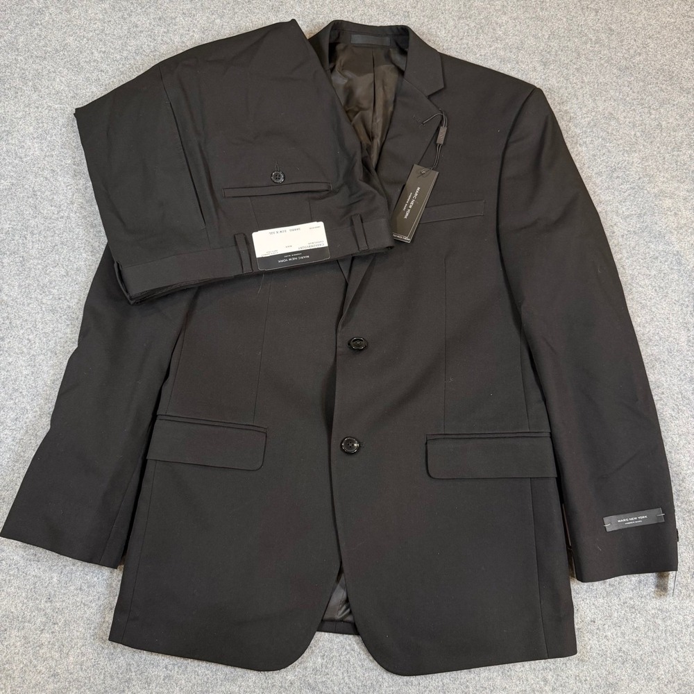 Marc New York Mens 2 Piece Suit 38R 31W Black Casselman CASS2MBV0287 NEW